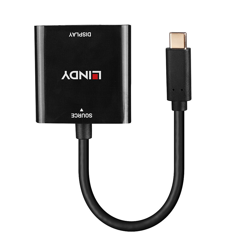 Lindy 43269 Adapter USB-C zu DisplayPort – 4K (3840 × 2160) @ 144 Hz, DisplayPort 1.4, 0,21 m, Schwarz