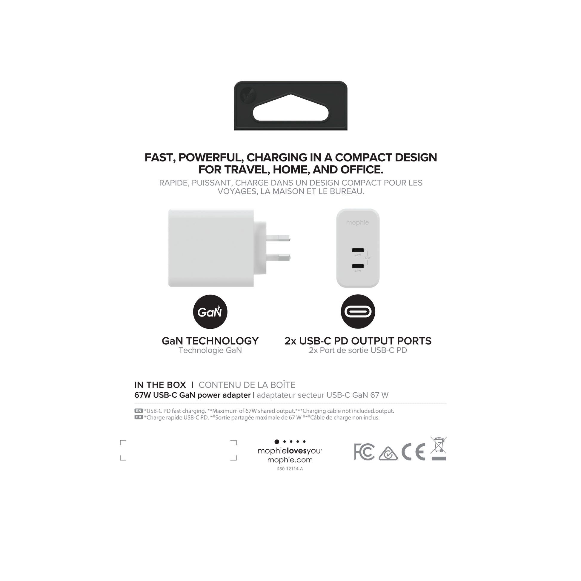 mophie Netzteil – 67 W, 2× USB-C, PD, GaN