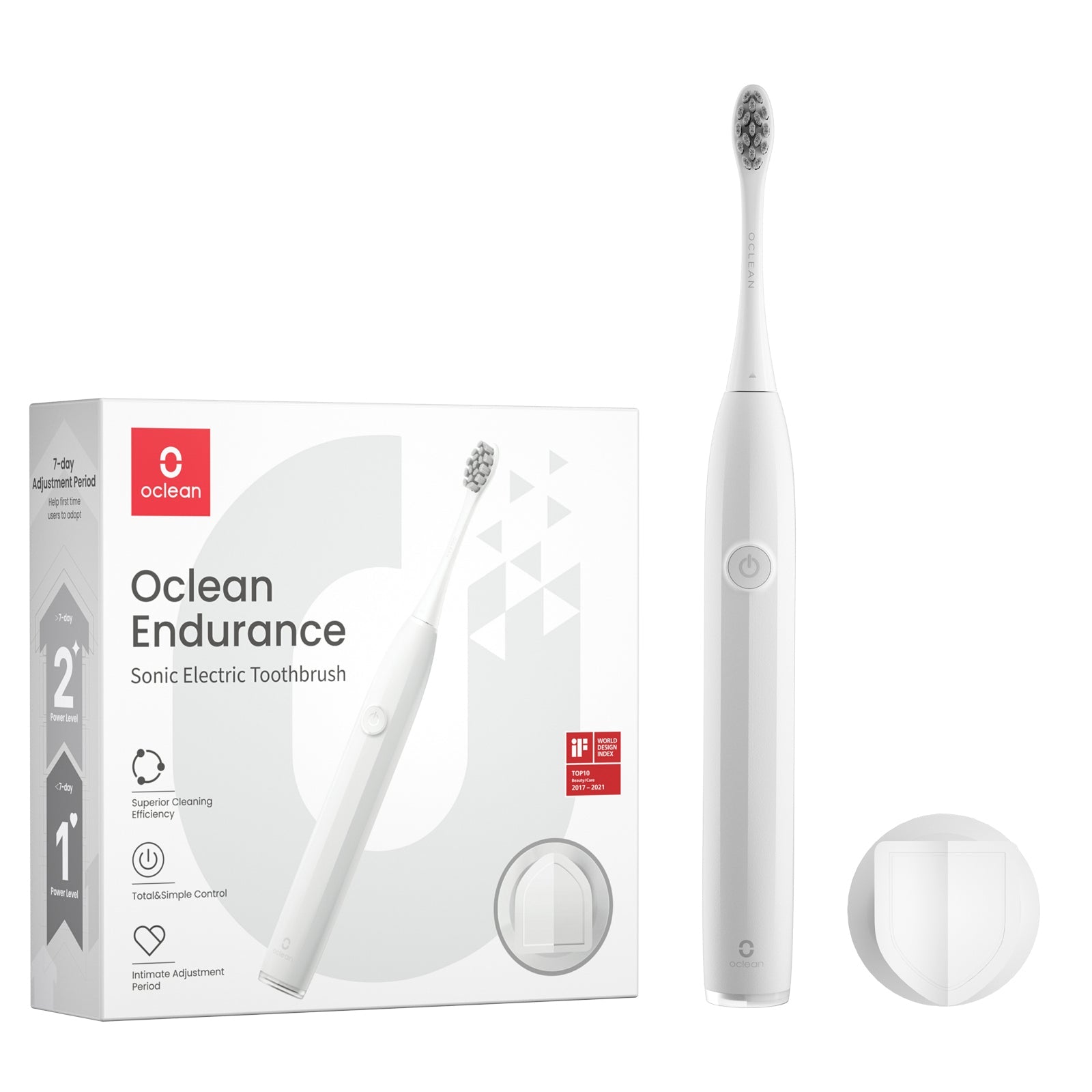 Oclean Elektrische Schallzahnbürste Endurance – 2 Modi, IPX7, 30 Tage Akkulaufzeit – Weiss