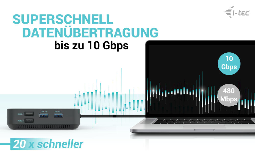 i-tec Dockingstation – USB-C, 2× DP, 1× HDMI, 5× USB-A, 2× USB-C, 100 W PD, GbE, 3,5 mm Audio