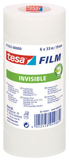 TESA Büro-Klebeband – permanent, matt, PP, 19 mm × 33 m, transparent, Kern Ø 26 mm, 6 Rollen