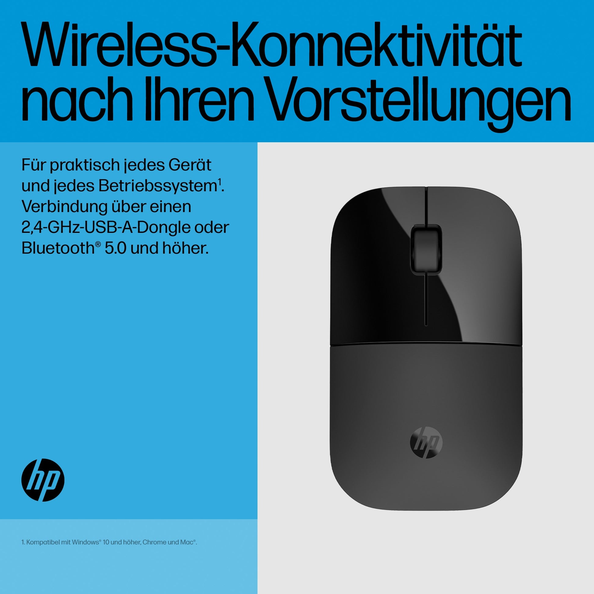 HP Z3700 Dual Maus – Kabellos (2,4 GHz), 1600 DPI, beidhändig, Schwarz