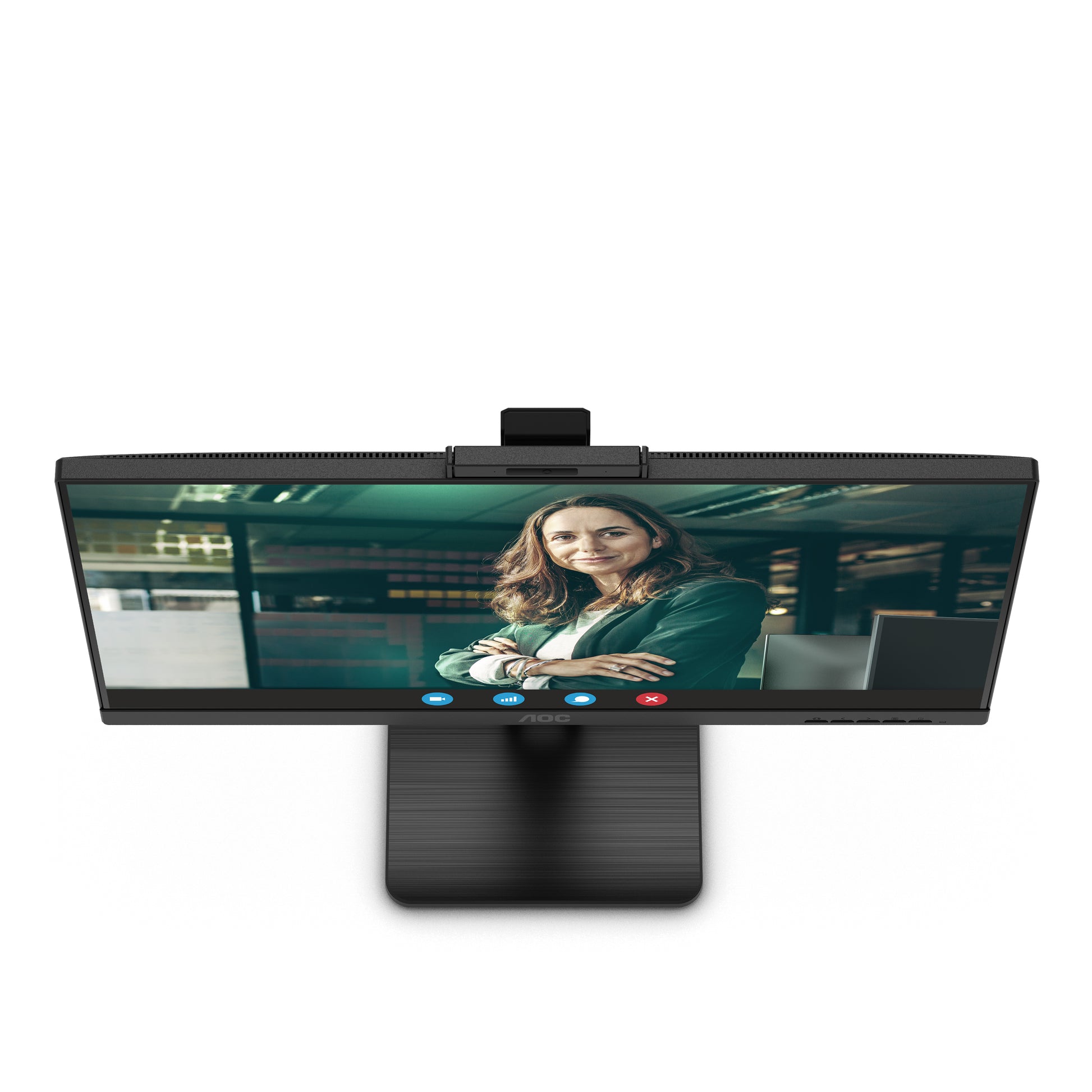 AOC Monitor, 27", 2560 × 1440 (WQHD), IPS, 75 Hz, 350 cd/m², Webcam, 4× USB 3.0, VESA 100 × 100, Schwarz