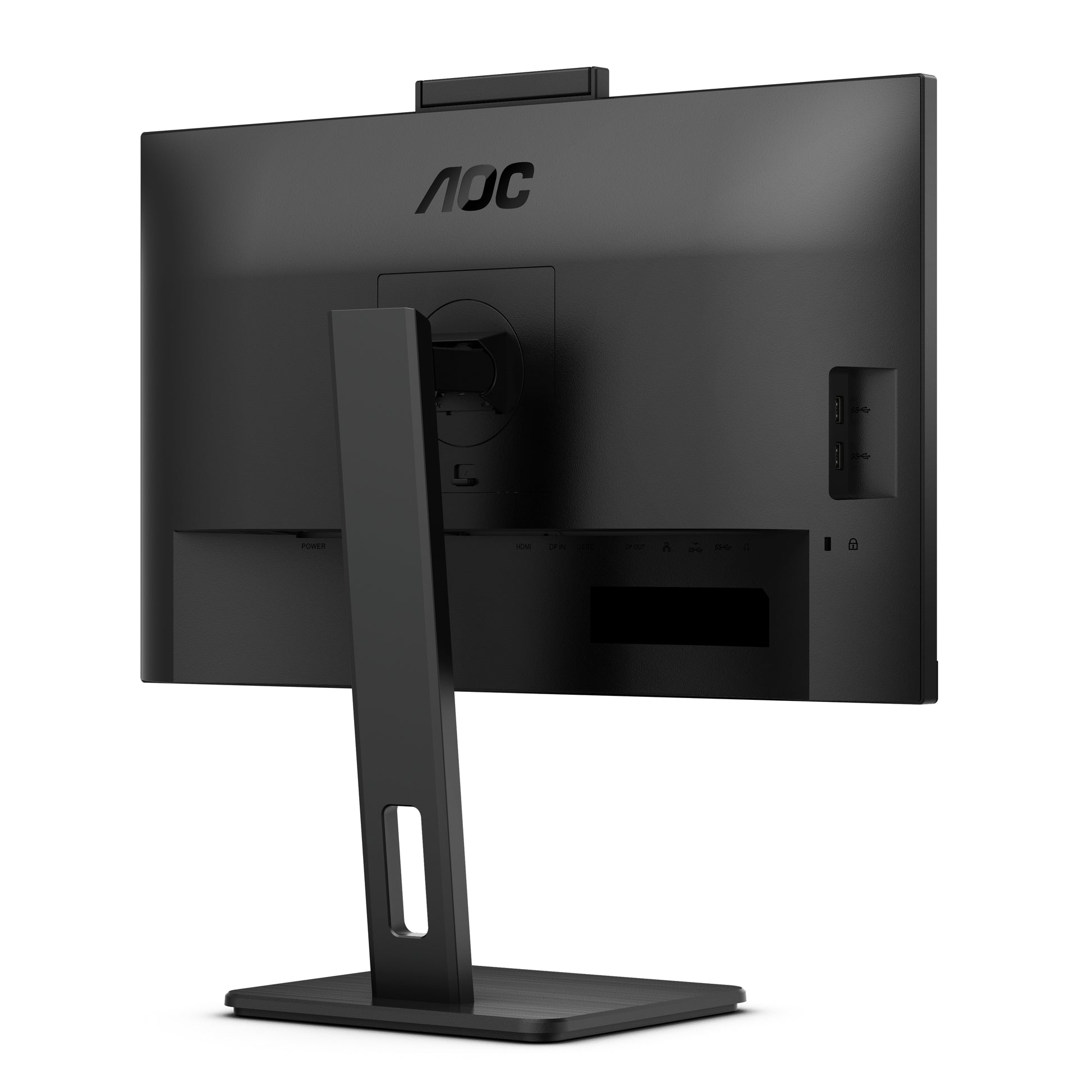 AOC Monitor, 27", 2560 × 1440 (WQHD), IPS, 75 Hz, 350 cd/m², Webcam, 4× USB 3.0, VESA 100 × 100, Schwarz