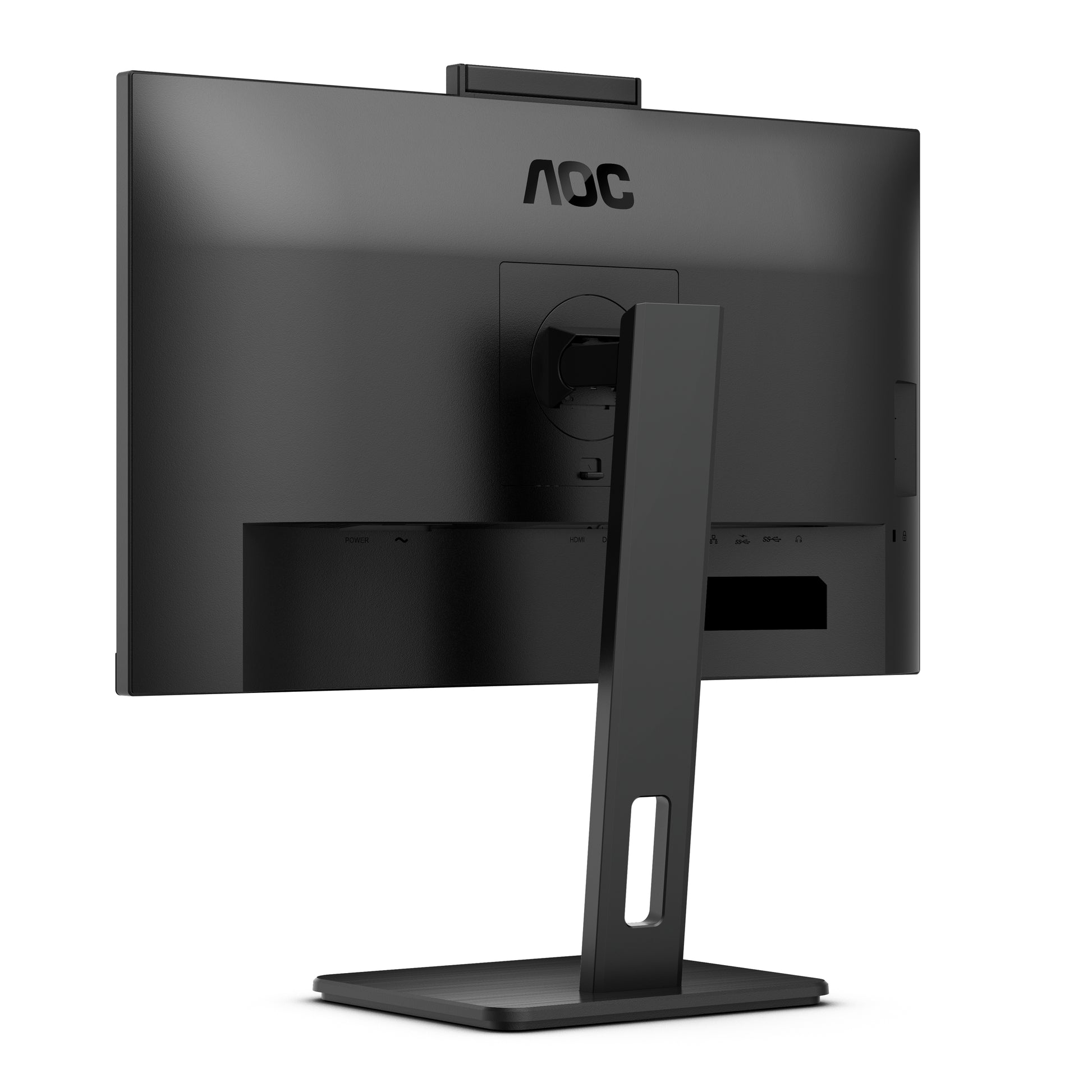 AOC Monitor, 27", 2560 × 1440 (WQHD), IPS, 75 Hz, 350 cd/m², Webcam, 4× USB 3.0, VESA 100 × 100, Schwarz