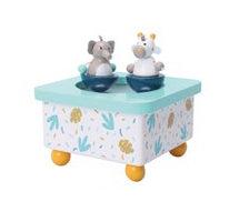 Spielba Holzspielwaren Spielba Musikdose Elefant & Giraffe – 8,0 cm – Holz, FSC, mehrfarbig – ab 3 J.
