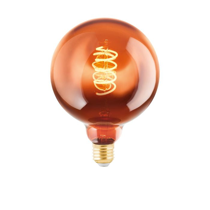 EGLO Leuchtmittel E27 Globus G125 – Warmweiss 2000 K, 30 lm, 4 W, 360° – 1 Stk., Kupfer, Glas