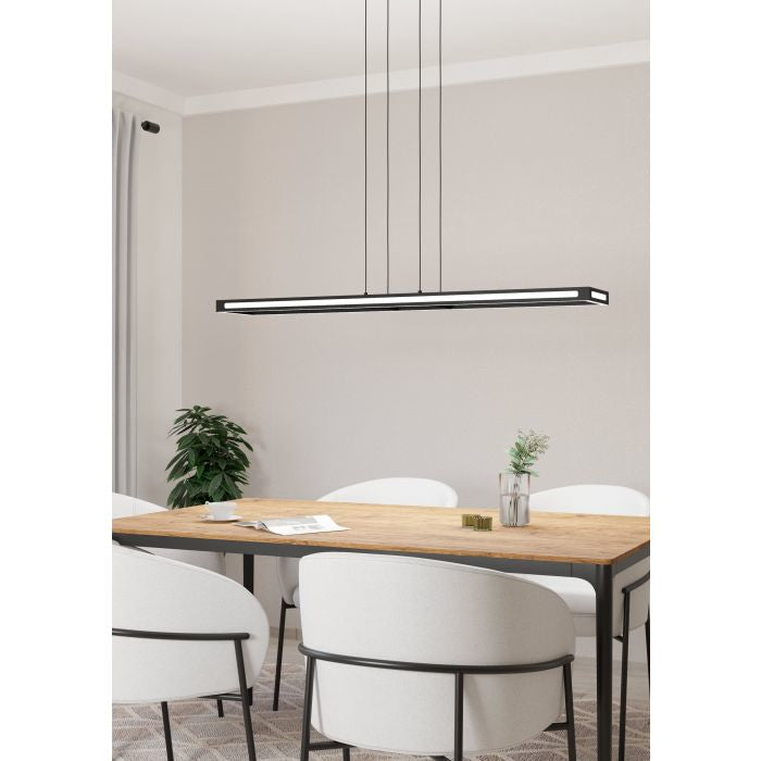 EGLO Hängeleuchte Salvilanas-Z – 116 × 20 × 110 cm, 4300 lm, 33 W, 2700–6500 K, dimmbar, BT, für Alexa, schwarz