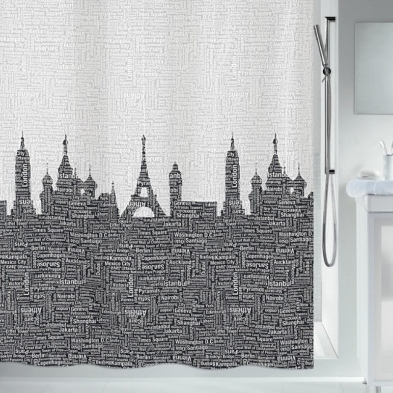 Spirella Urban Duschvorhang – 180 × 180 cm – Schwarz – Polyester – 30 °C