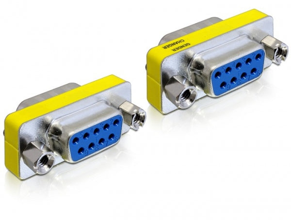 DeLOCK 65008 Adapter DB9 (RS-232) zu DB9 (RS-232) – Buchse/Buchse (weiblich), Metall/Kunststoff, Blau/Silber