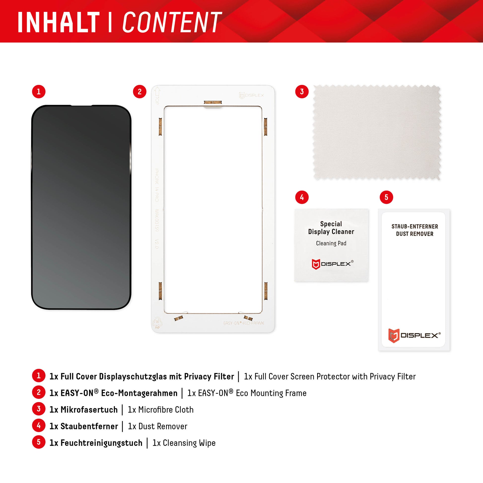 Displex Privacy-Filter (Panzerglas) – für Galaxy S22+/S23+ – mit Applikator