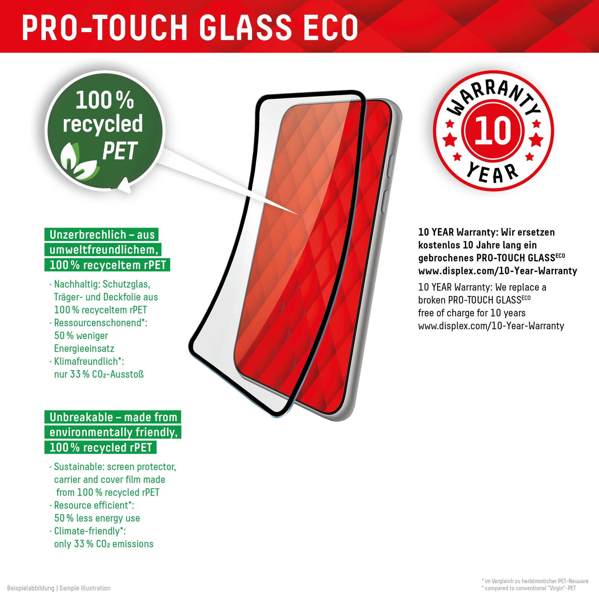 Displex Displayschutz (Panzerglas), Full Cover – für Galaxy S22/S23 – mit Applikator