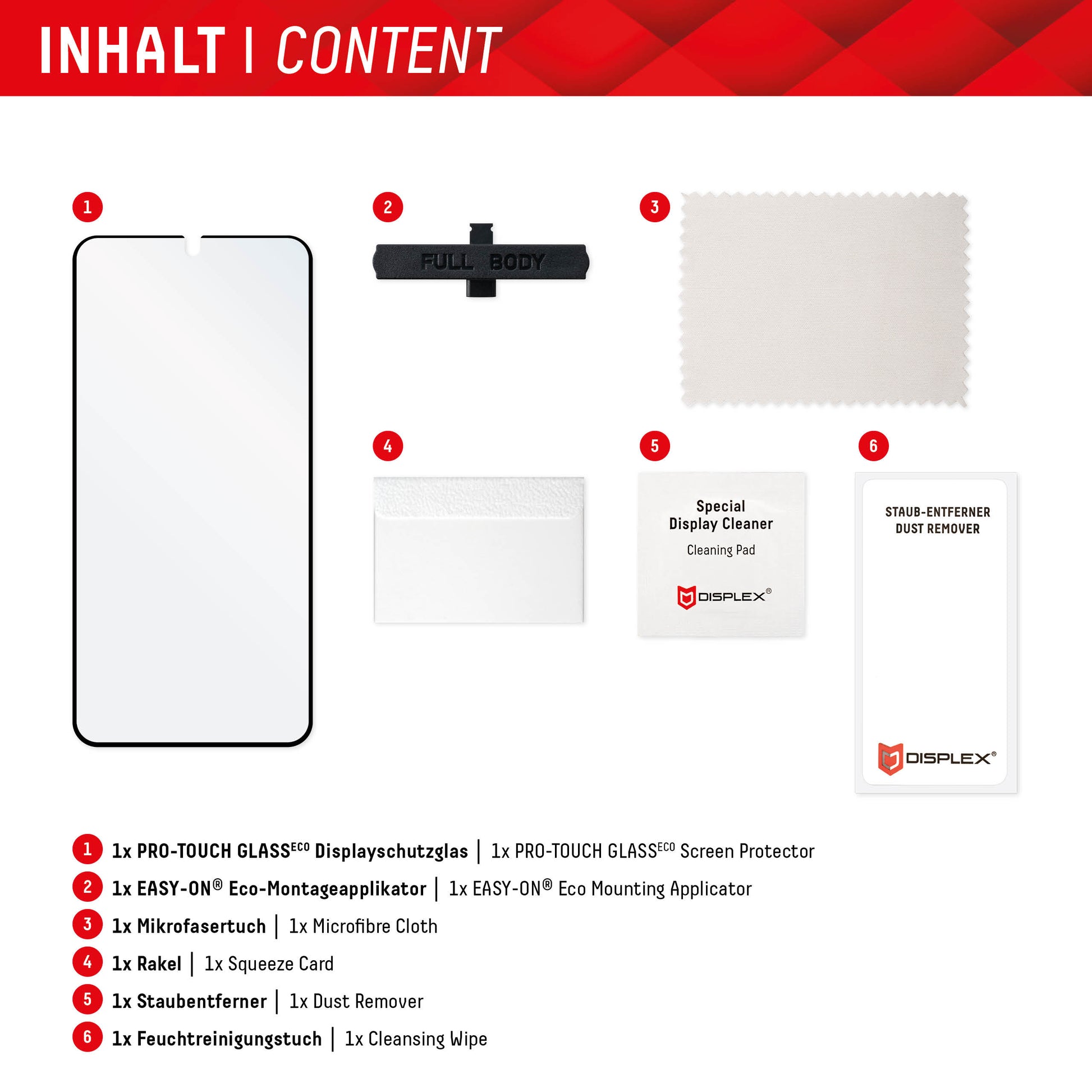 Displex Displayschutz (Panzerglas), Full Cover – für Galaxy S22/S23 – mit Applikator
