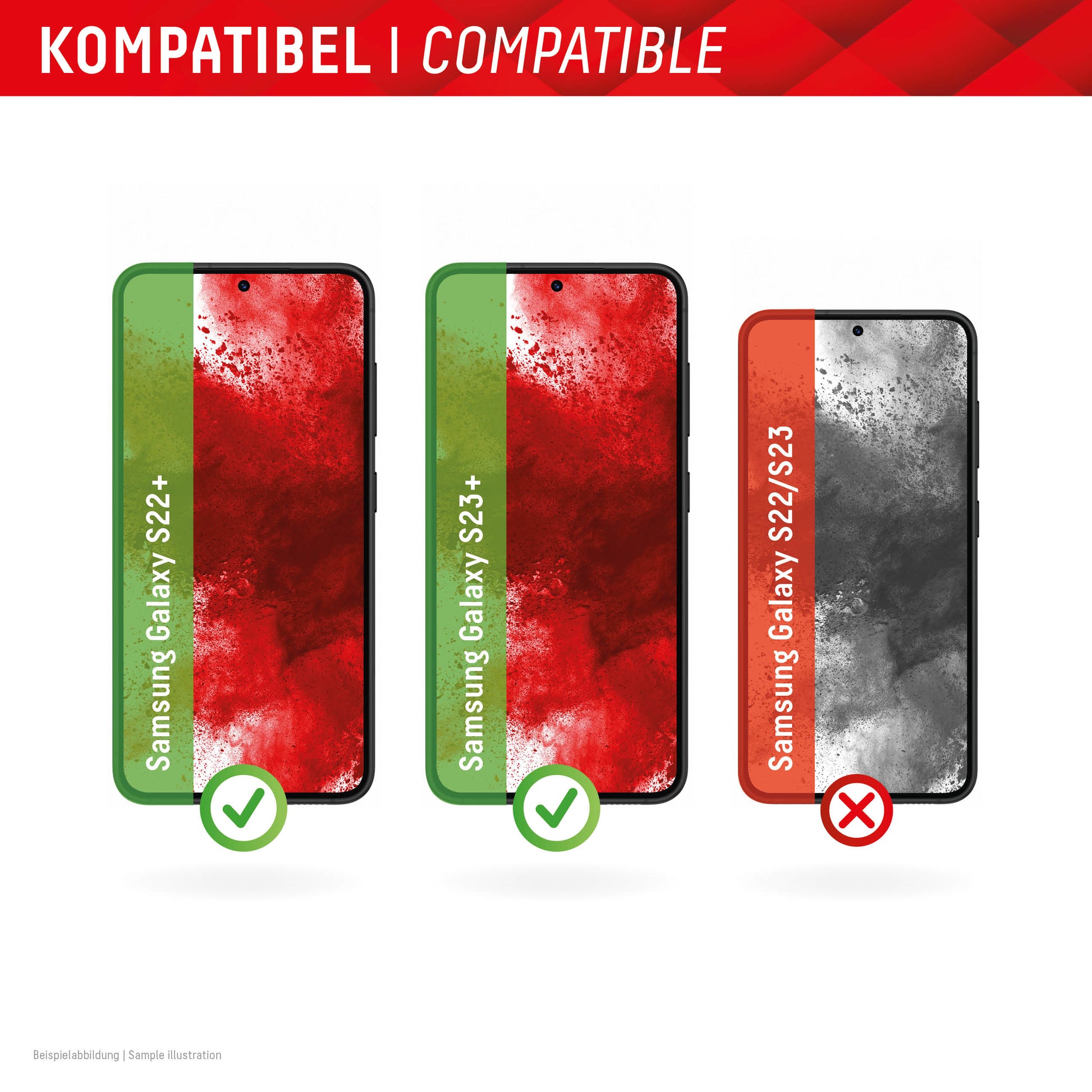 Displex Displayschutz (Panzerglas), Full Cover – für Galaxy S22+/S23+ – mit Applikator