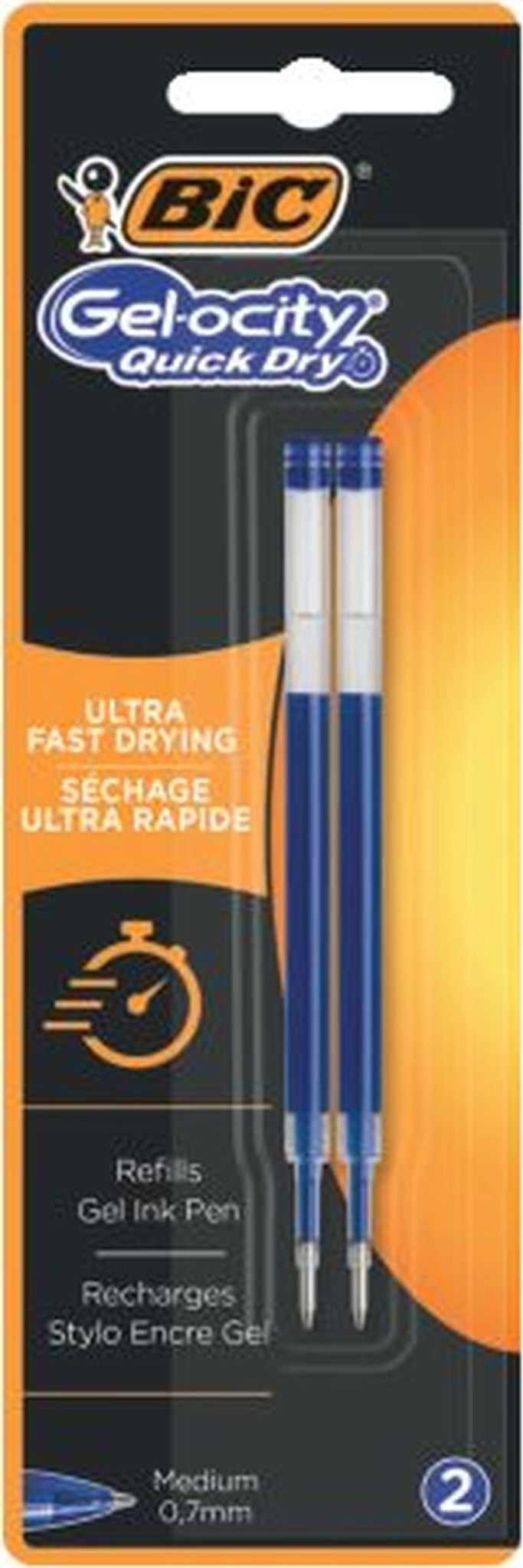 BIC Gel-ocity Quick Dry Rollerpatrone – Blau, 0,7 mm (Fein), 20er-Pack