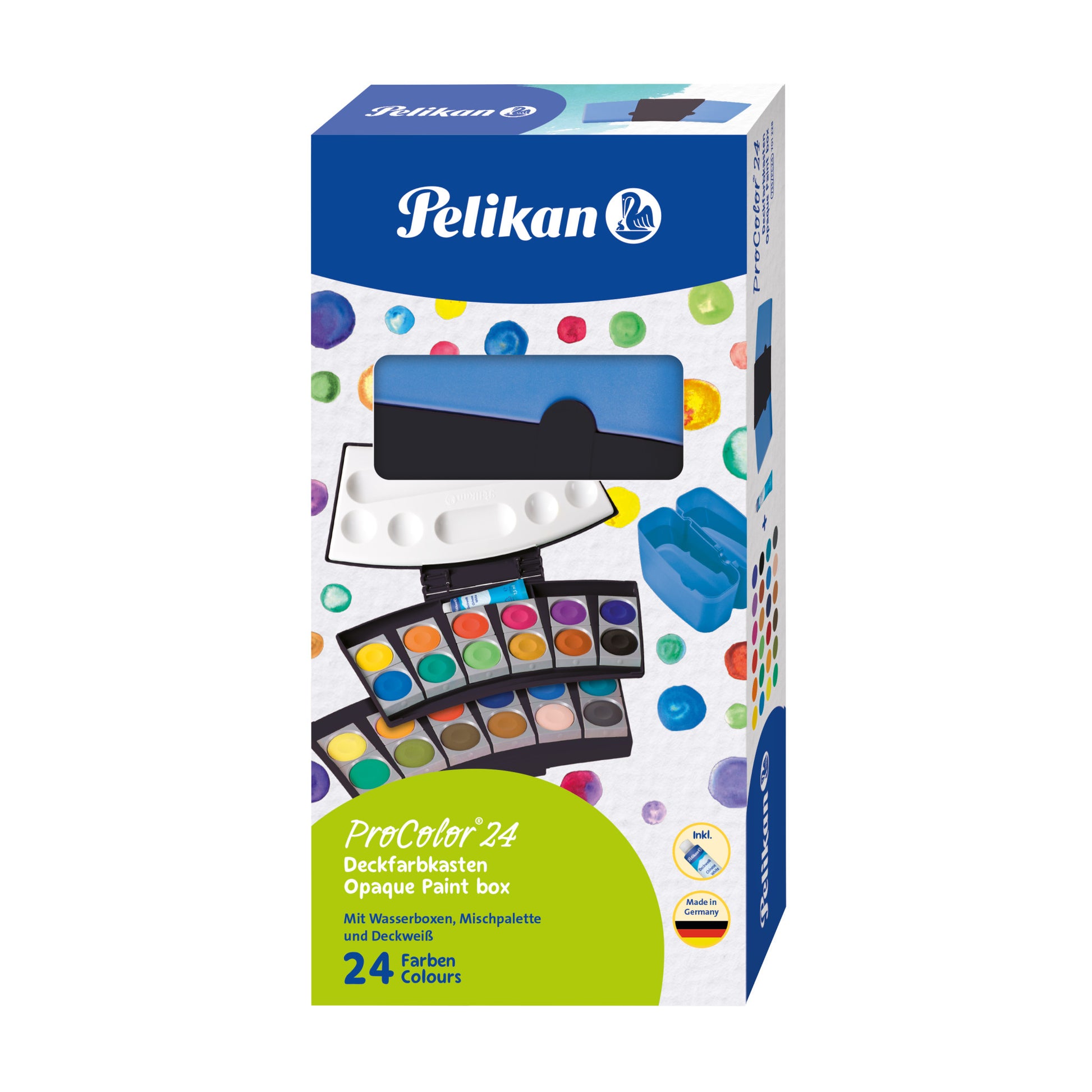 Pelikan ProColor 735 Deckfarbkasten – 24 Farben, 24×3,5 ml (84 ml) + 7,5 ml Deckweiss – für Kinder
