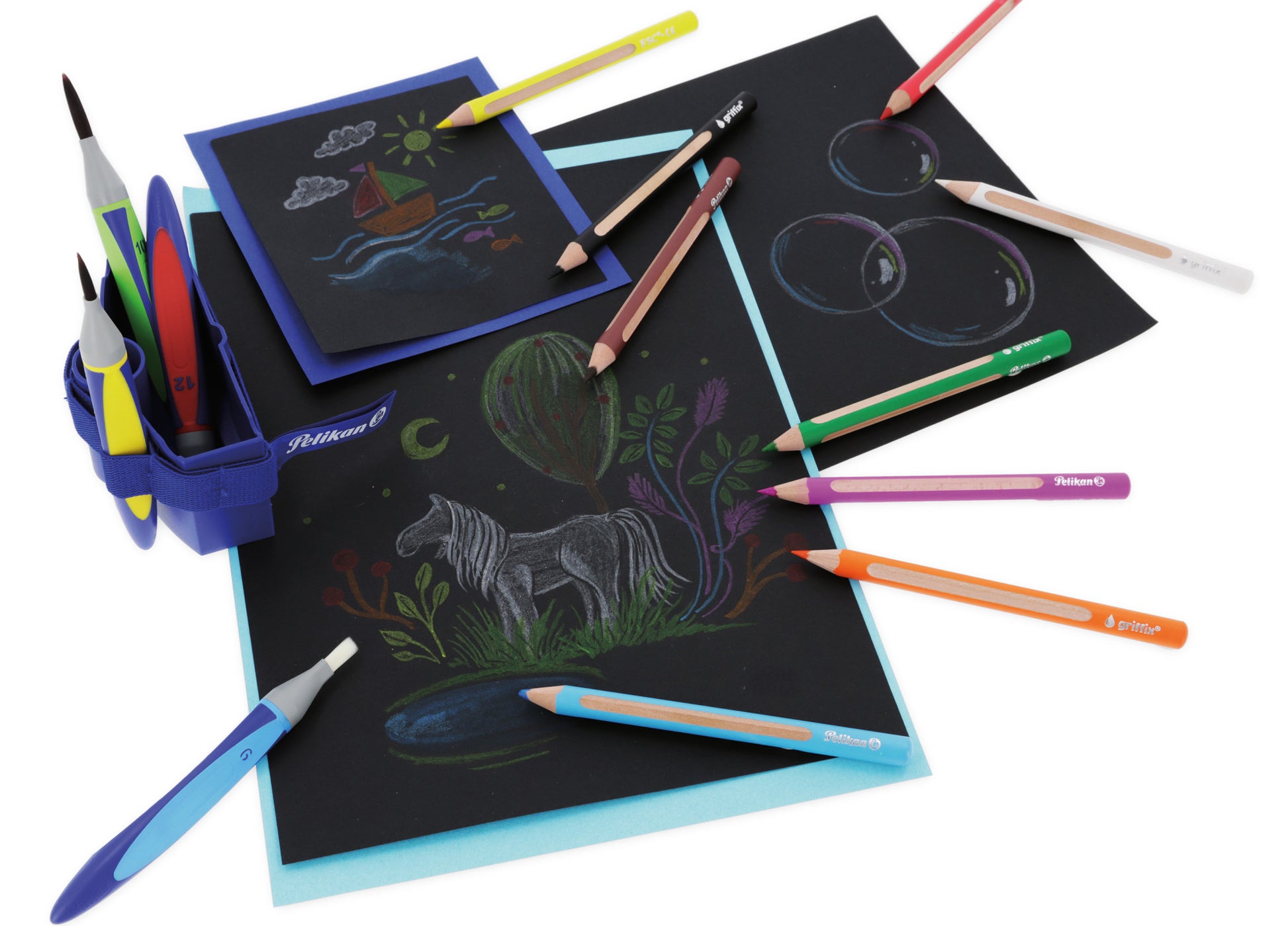 Pelikan griffix Aquarellfarbstifte – 9 Farben, ergonomisch, Karton
