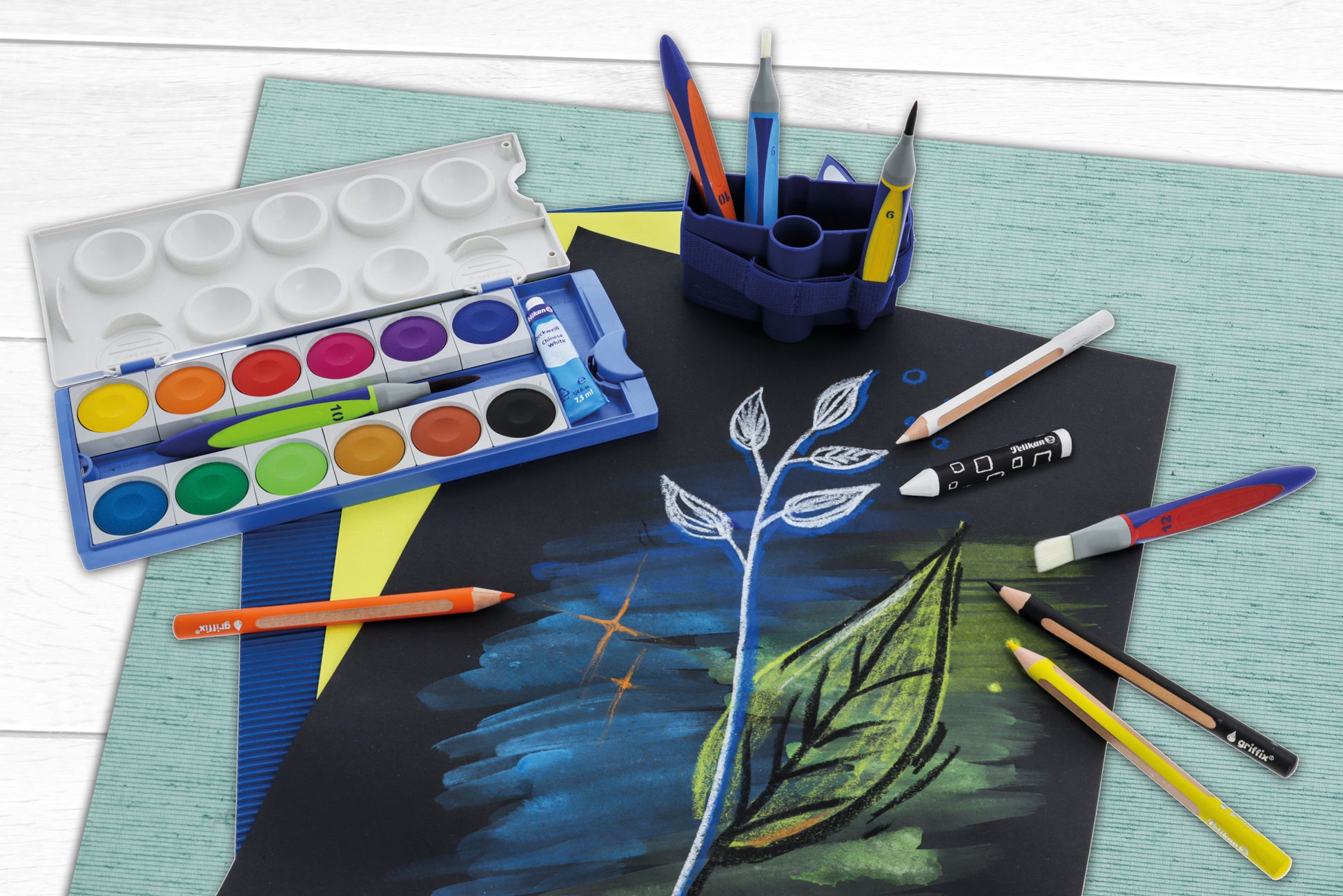 Pelikan griffix Aquarellfarbstifte – 9 Farben, ergonomisch, Karton