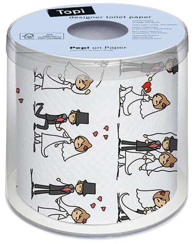 Paper + Design Motiv-Toilettenpapier – 3-lagig, Motiv Wedding, 200 Blatt/Rolle – 1 Rolle