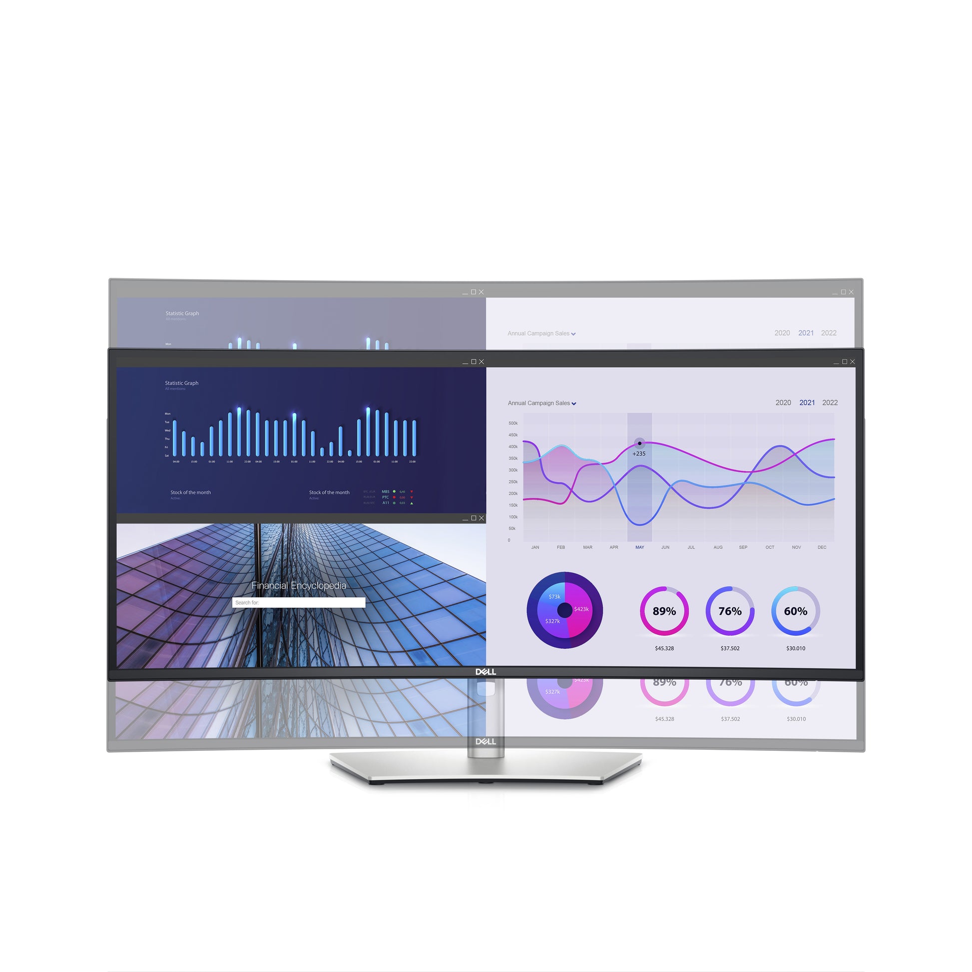 DELL UltraSharp U3423WE – Monitor, 34,1", IPS, 60 Hz, 300 cd/m², VESA 100 × 100, Silber