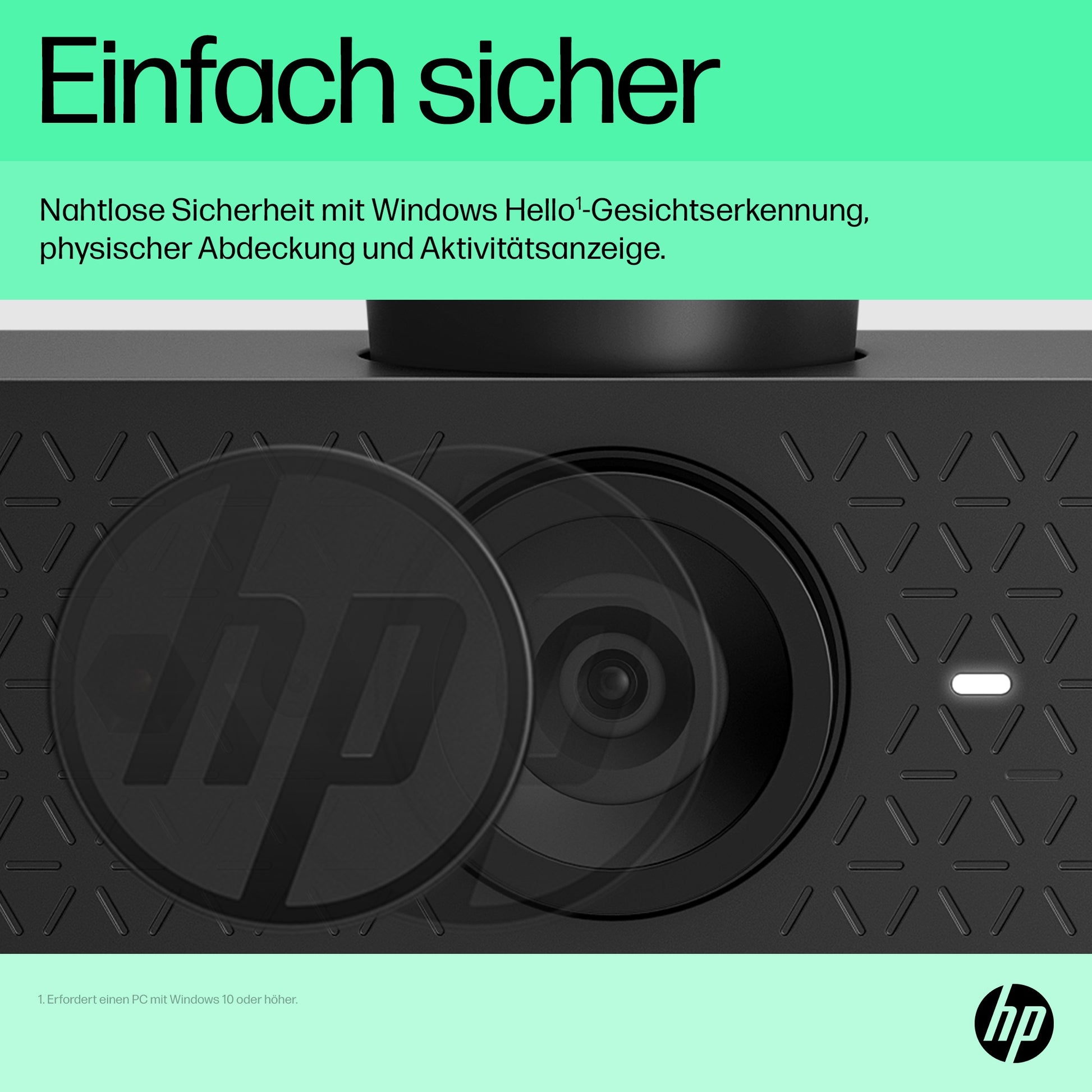 HP 620 FHD Webcam – Full HD, 60 fps, USB, 92°, Schwarz