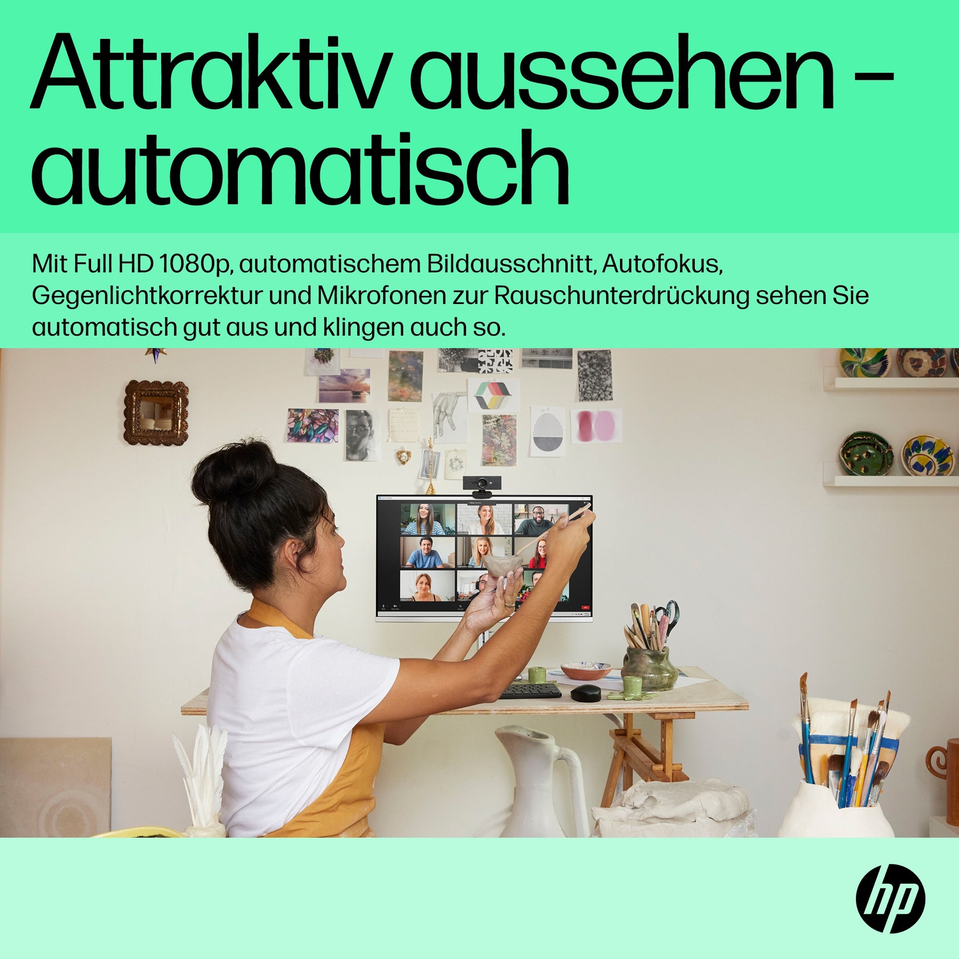 HP 620 FHD Webcam – Full HD, 60 fps, USB, 92°, Schwarz