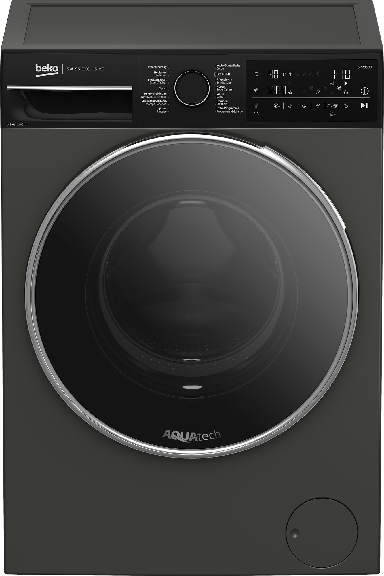 Beko Waschmaschine WM520 – 9 kg, 1'400 U/min, Energieklasse A – Manhattan Grau