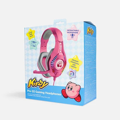 OTL Technologies OTL Nintendo Kirby PRO G5 – Duo Headset, Over-Ear – 3,5 mm Klinke, wegklappbares Mikrofon – Rosa