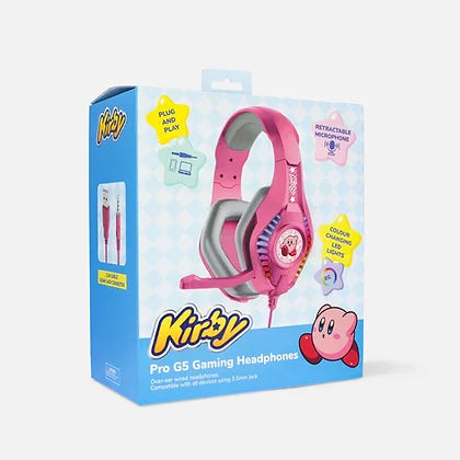 OTL Technologies OTL Nintendo Kirby PRO G5 – Duo Headset, Over-Ear – 3,5 mm Klinke, wegklappbares Mikrofon – Rosa