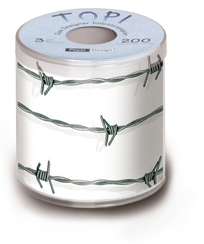 Paper + Design Motiv-Toilettenpapier – 3-lagig, Motiv Barbed Wire, 200 Blatt/Rolle – 1 Rolle