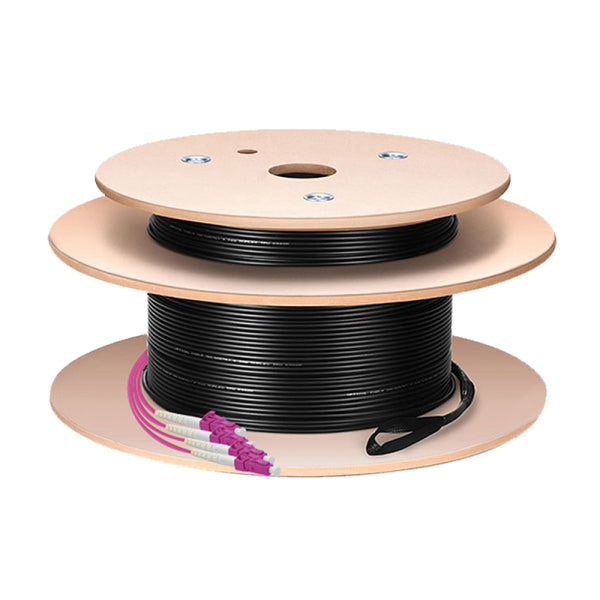 LogiLink LWL-Patchkabel – LC-LC (UPC), OM4, 4 Fasern, 100 m, Schwarz, LSZH