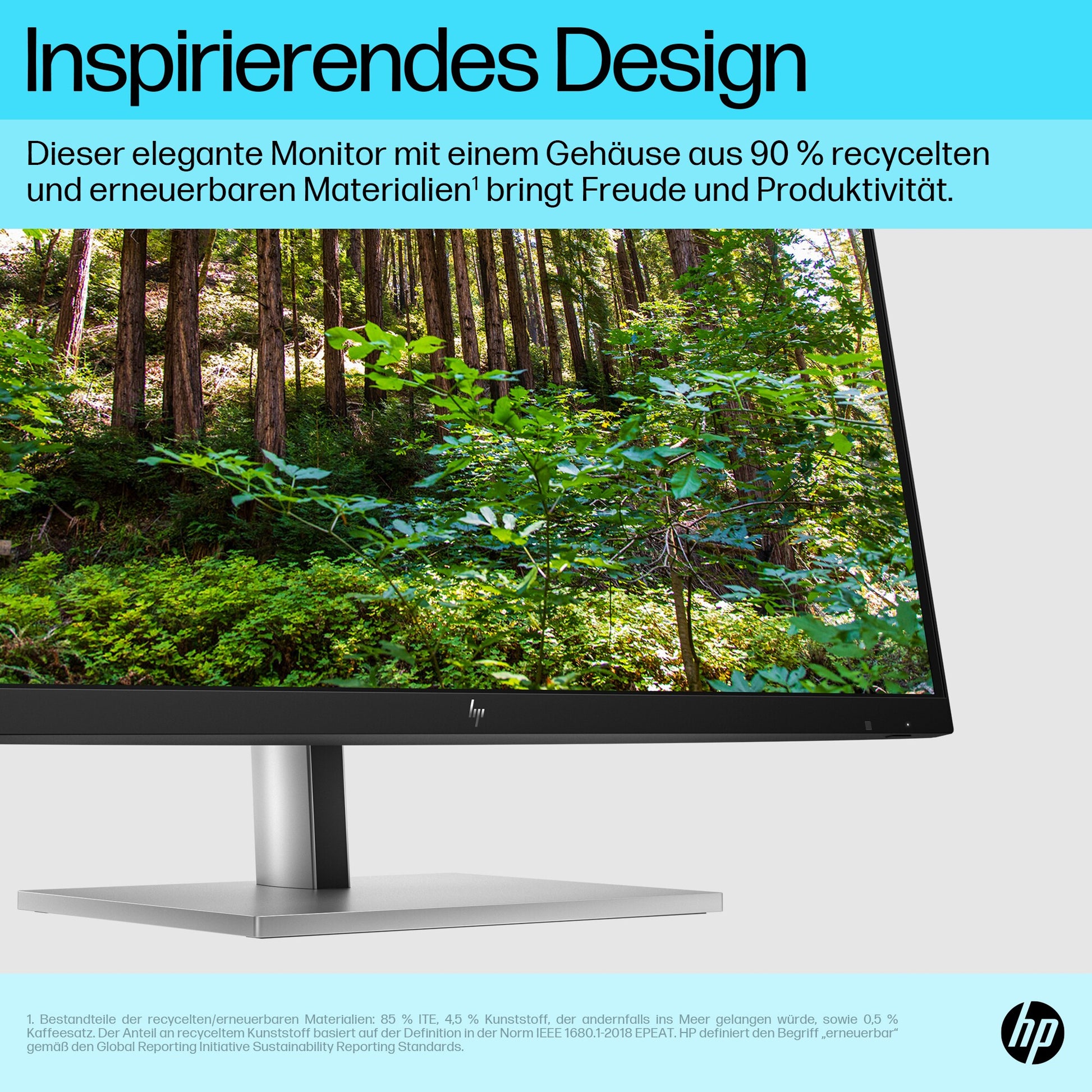 HP E27k G5 – Monitor, 27", 3840 × 2160 (UHD 4K), IPS, 60 Hz, 350 cd/m², USB-C, VESA 100 × 100, Schwarz, Silber