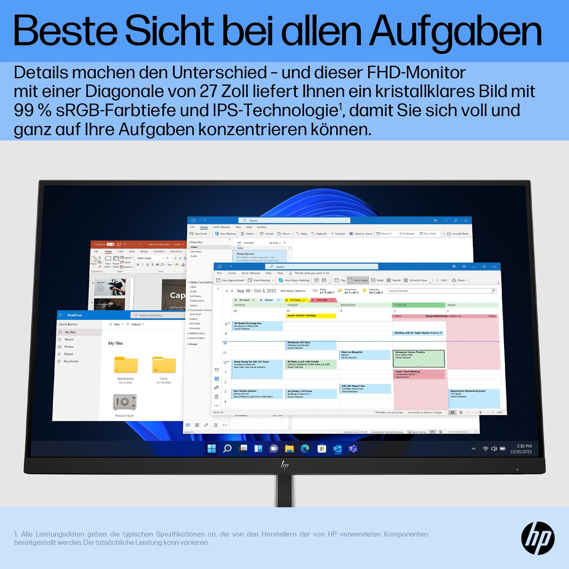 HP E27 G5 – Monitor, 27" 1920 × 1080 (Full HD), IPS, 250 cd/m²