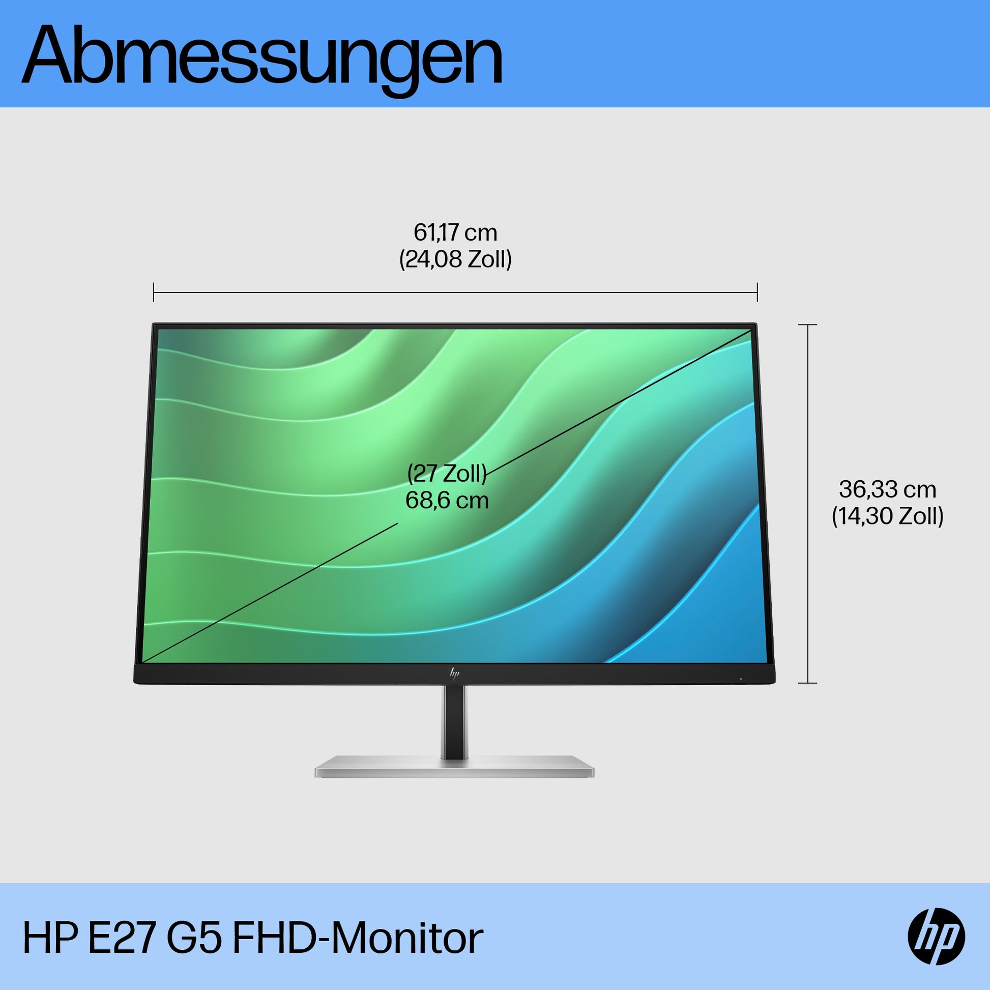 HP E27 G5 – Monitor, 27" 1920 × 1080 (Full HD), IPS, 250 cd/m²