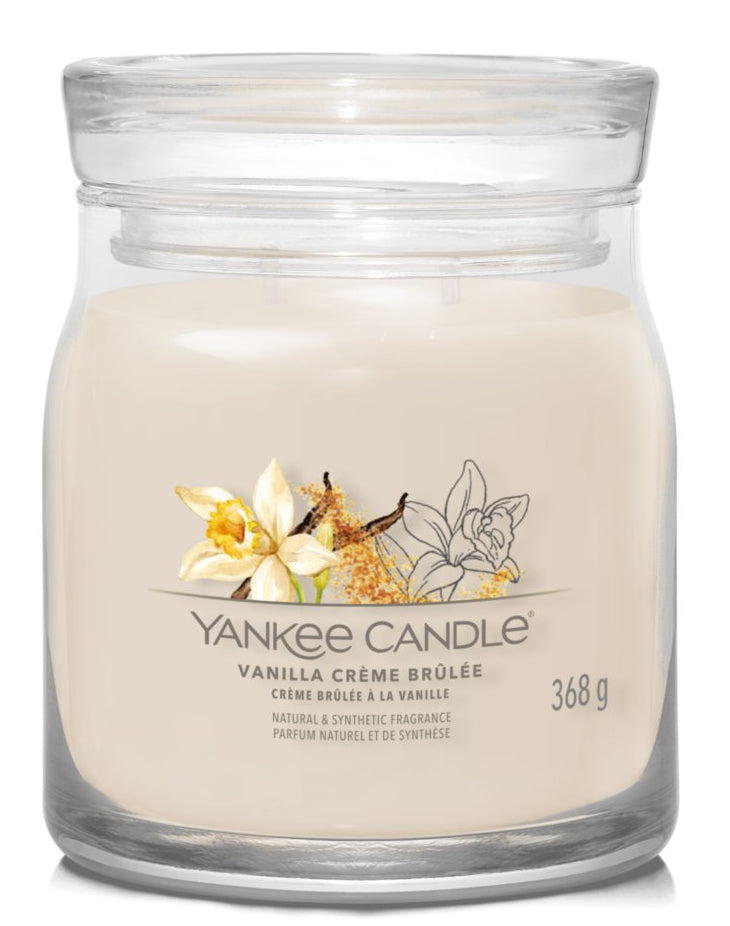 Yankee Candle Vanilla Crème Brûlée – Duftkerze, Medium Jar, 50 h