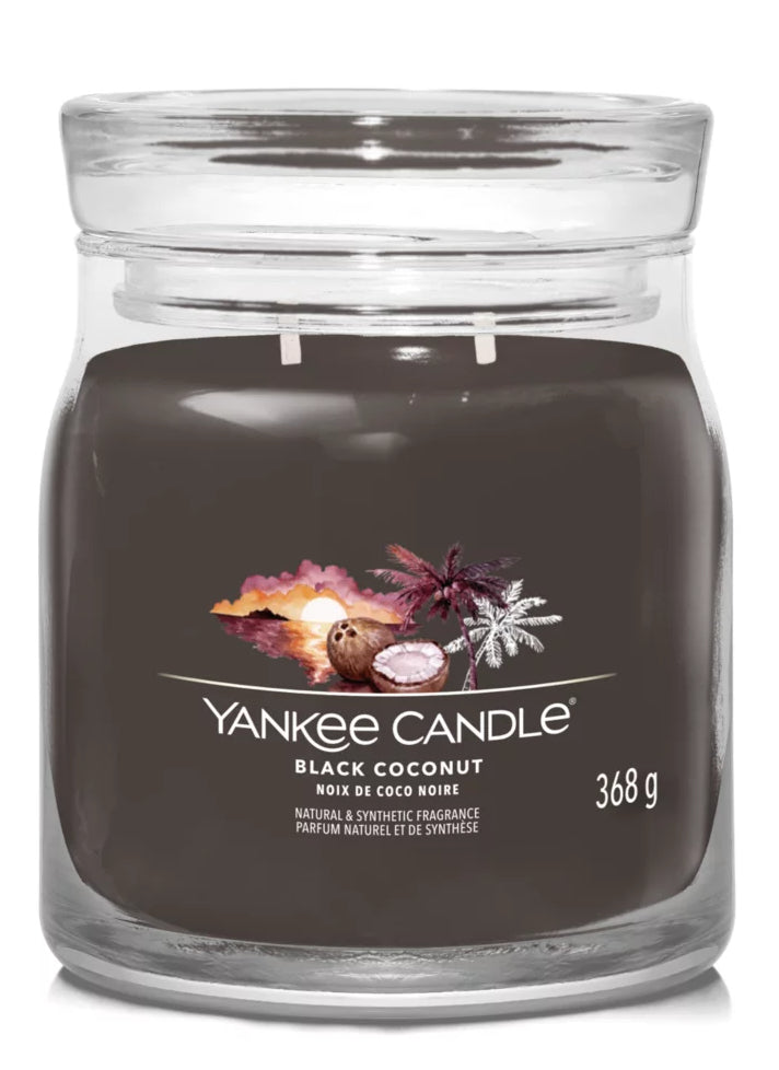 Yankee Candle Duftkerze – Black Coconut (Kokosnuss & Zedernholz) – Ø 9,3 × 11,4 cm – ca. 50 h