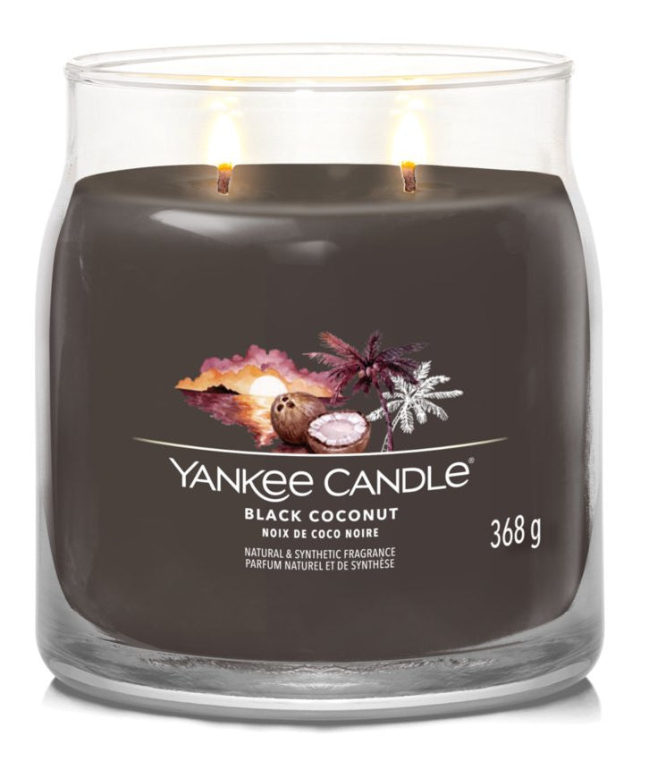 Yankee Candle Duftkerze – Black Coconut (Kokosnuss & Zedernholz) – Ø 9,3 × 11,4 cm – ca. 50 h