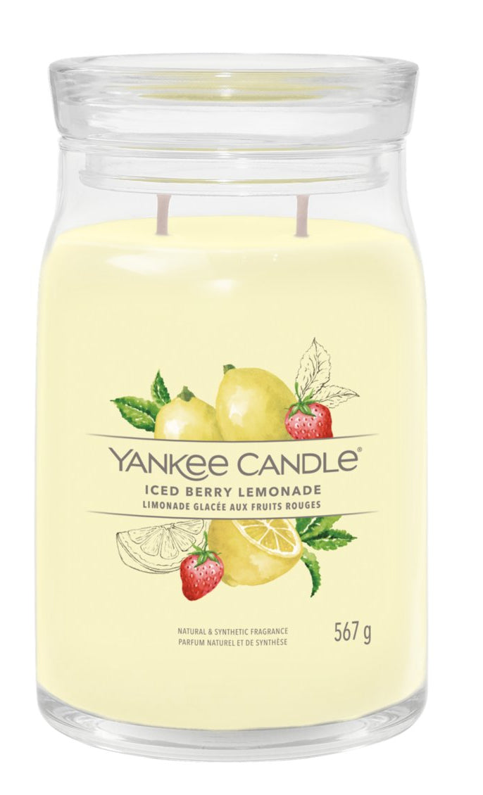 Yankee Candle Duftkerze Iced Berry Lemonade, gelb, Glas, Ø 9,4 cm, 15,7 cm, parfümiert, 1 Stück