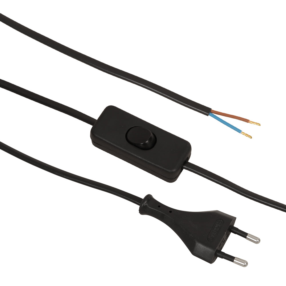 M. Schönenberger Schönenberger Verlängerungskabel, T26–offen, 1,8 m, IP20, 0,75 mm², mit Wippschalter – schwarz