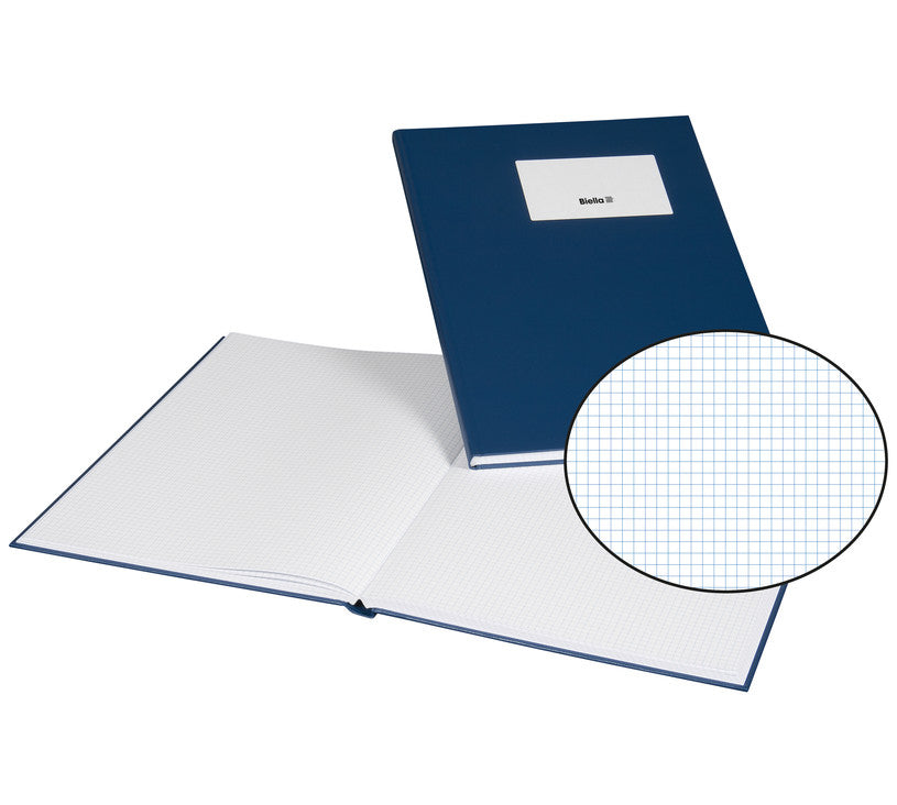 Biella Geschäftsbuch A4, kariert (4 mm), Fadenheftung, Karton, 80 Blatt, 100 g/m² – blau