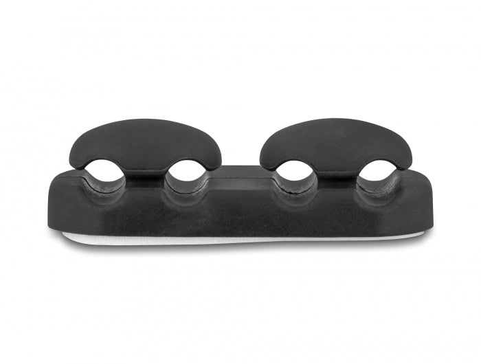 DeLOCK Kabelhalter, selbstklebend, 4 Durchführungen, Ø 6 mm, 2er-Pack – schwarz