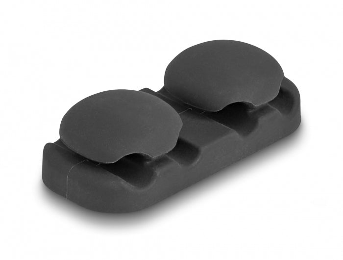 DeLOCK Kabelhalter, selbstklebend, 4 Durchführungen, Ø 6 mm, 2er-Pack – schwarz