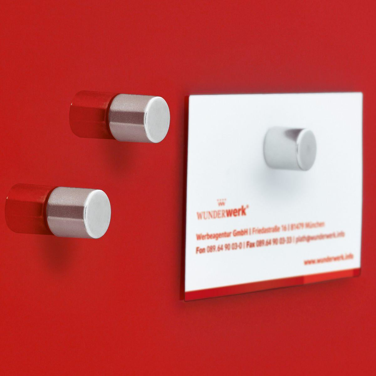 Sigel Zylindermagnet – Silber – Ø 10 mm, H 10 mm, 10 Stück – für Glas-Magnetboards – Stahl