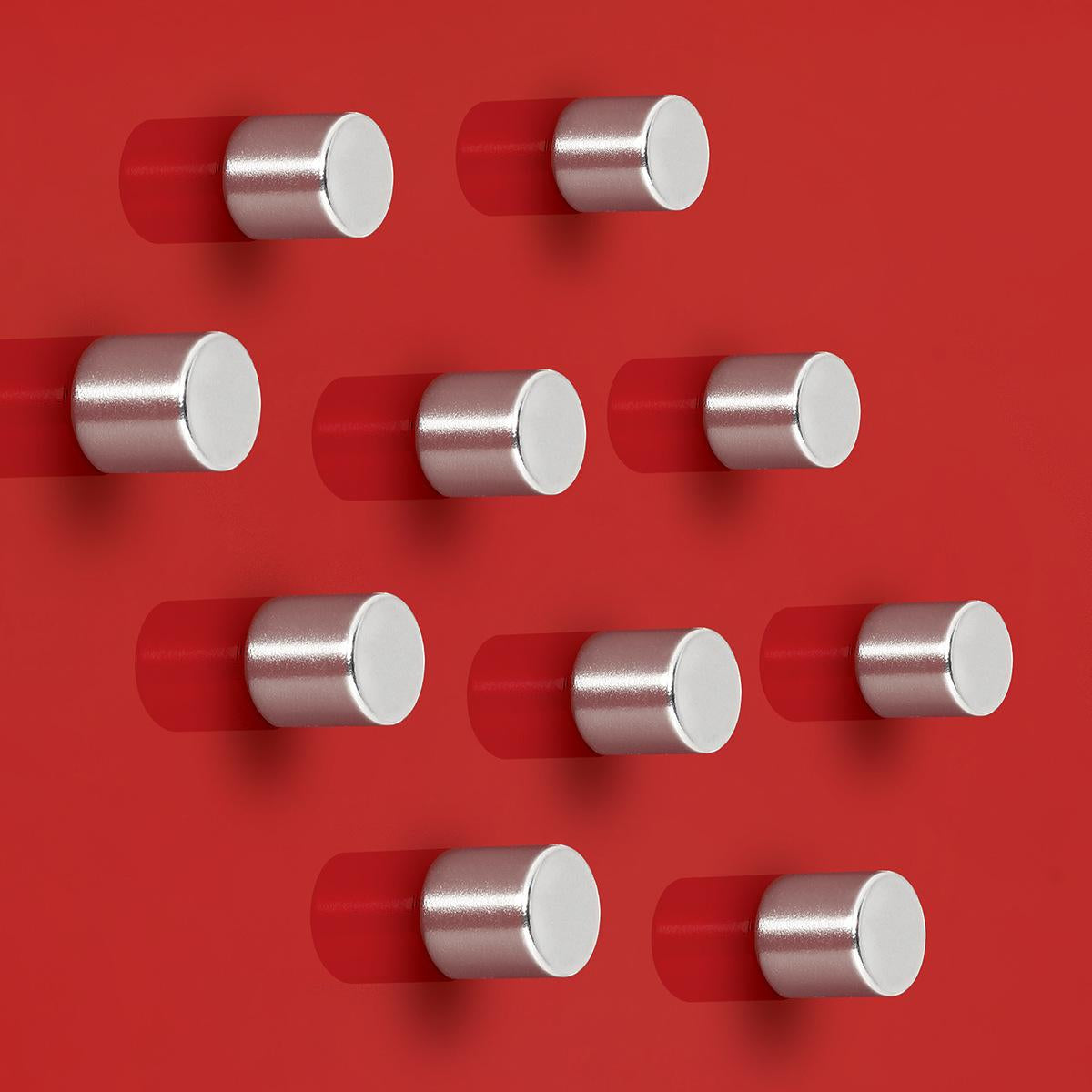 Sigel Zylindermagnet – Silber – Ø 10 mm, H 10 mm, 10 Stück – für Glas-Magnetboards – Stahl