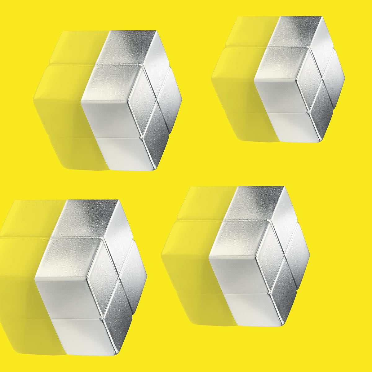 Sigel Magnetwürfel – silber, 20 × 10 × 20 mm, 4 Stück