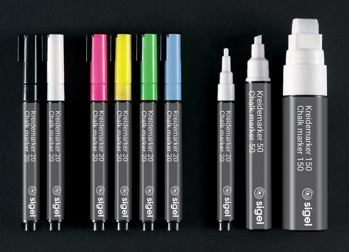Sigel Kreidemarker BA179 – Rund, 1–2 mm – 4er-Set, Farben sortiert (blau, grün, pink, …)