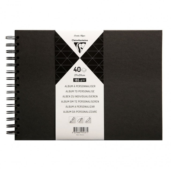 Clairefontaine Fotobuch, Spiralbindung, 80 Seiten, Schwarz, 27 × 20 cm, 200 g/m², zum Personalisieren