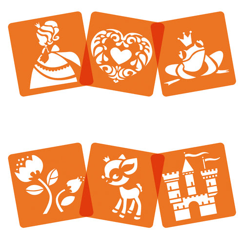 Avenue Mandarine Malschablone, Prinzessin, 15 × 15 cm, 6er-Set, Kunststoff, Orange
