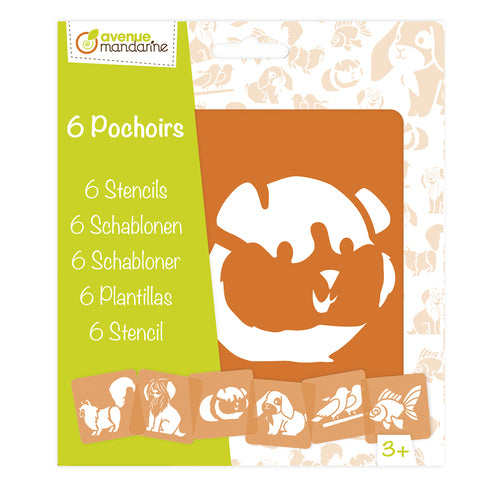 Avenue Mandarine Schablonen-Set – Haustiere, 145 × 145 mm, Kunststoff, Set, 6-teilig, zum Basteln