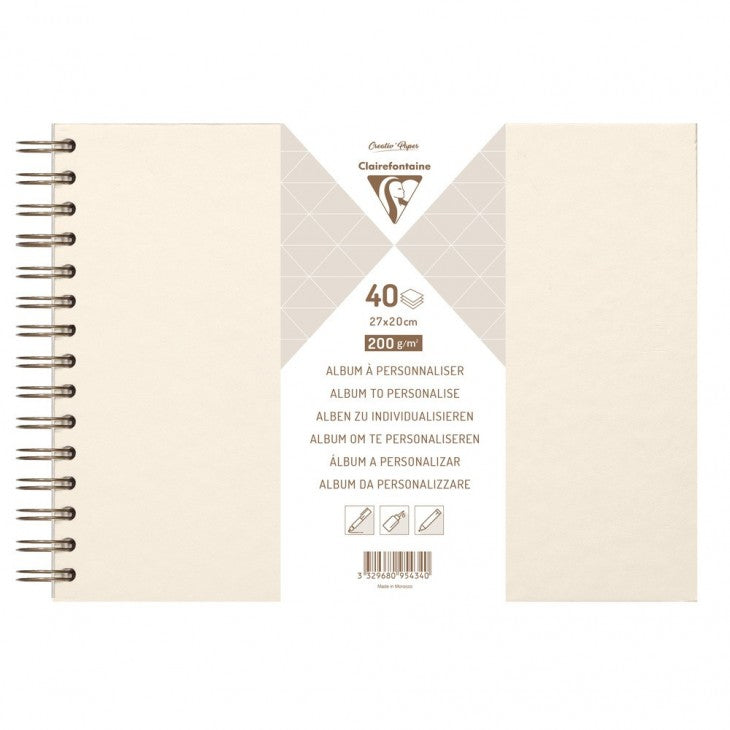 Clairefontaine Fotobuch, Spiralbindung, 80 Seiten, Weiss, 20 × 27 cm, Papier, Elfenbein